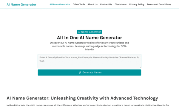 210+ Free AI Name Generator Tools Website for Passive Income Generation