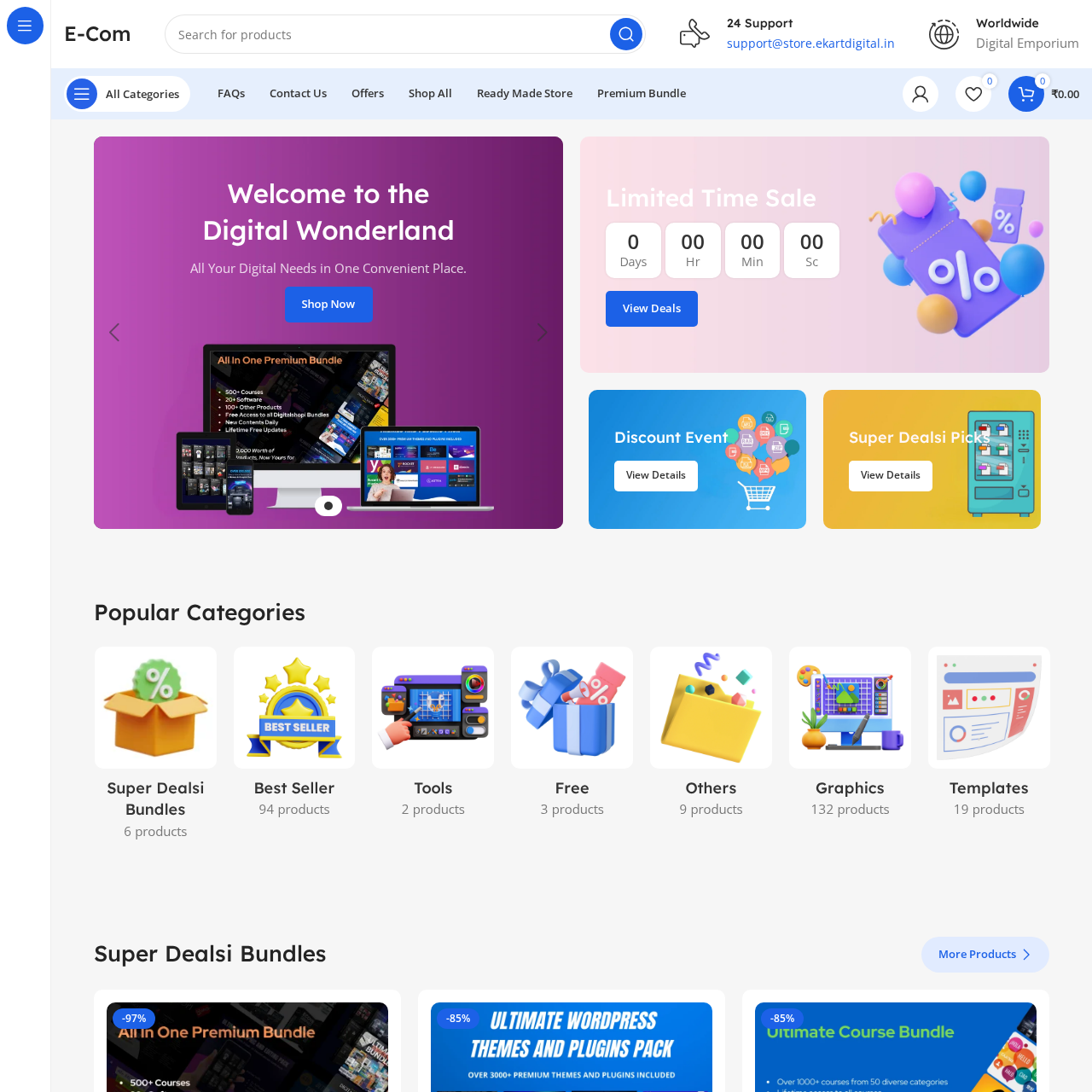 DigiKart – Digital Product Readymade Website" with 1000+ products included: