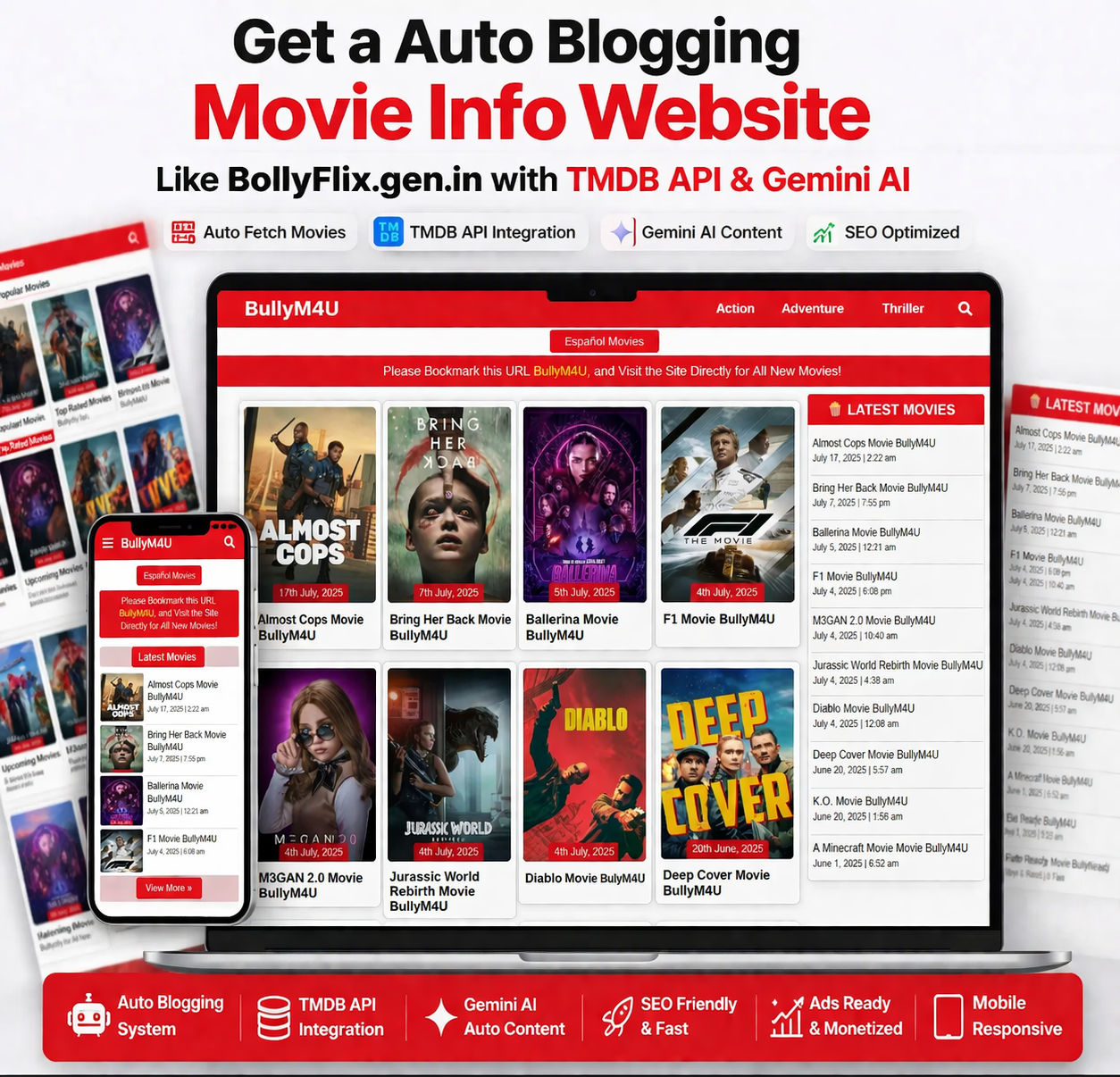 Auto Blogging Movie Info Website with TMDB API & Gemini AI