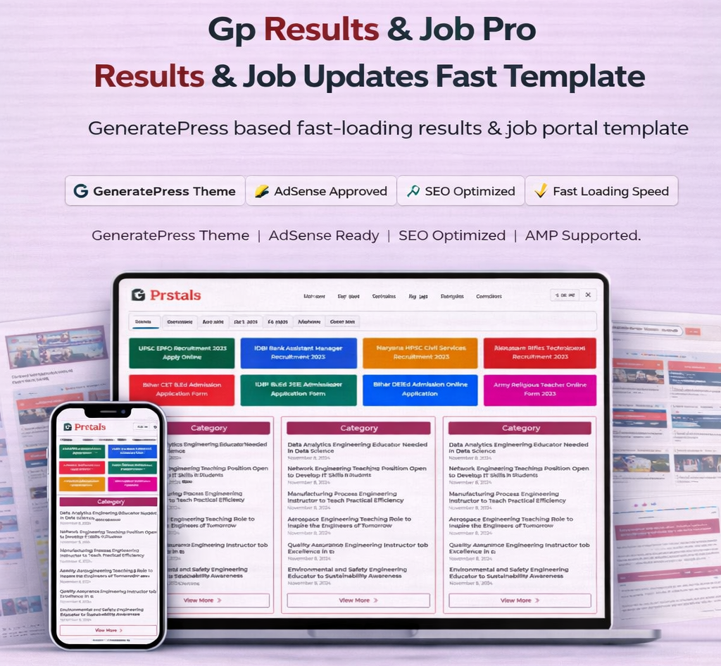 ResultJobs Pro – Results & Job Updates Template (GeneratePress