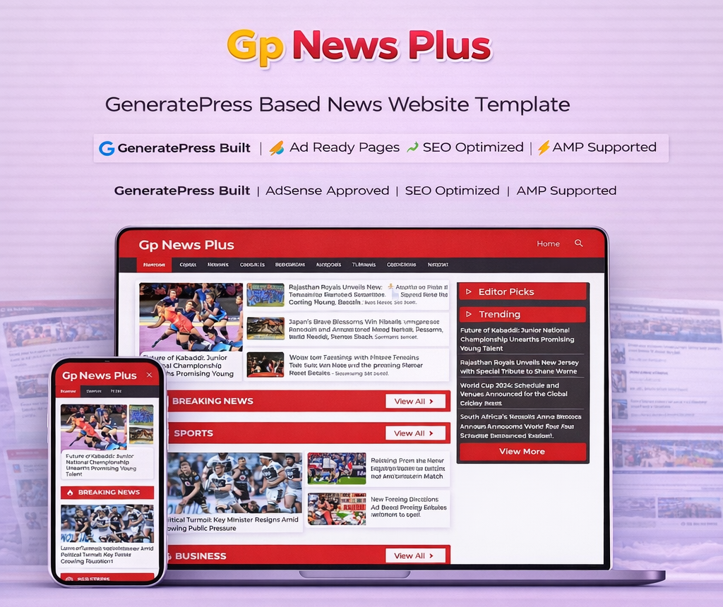 Gp News Plus - News Website Template For Generatepress