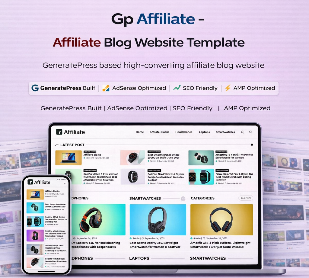 Gp Affiliate - Affiliate Blog Website Template For Generatepress