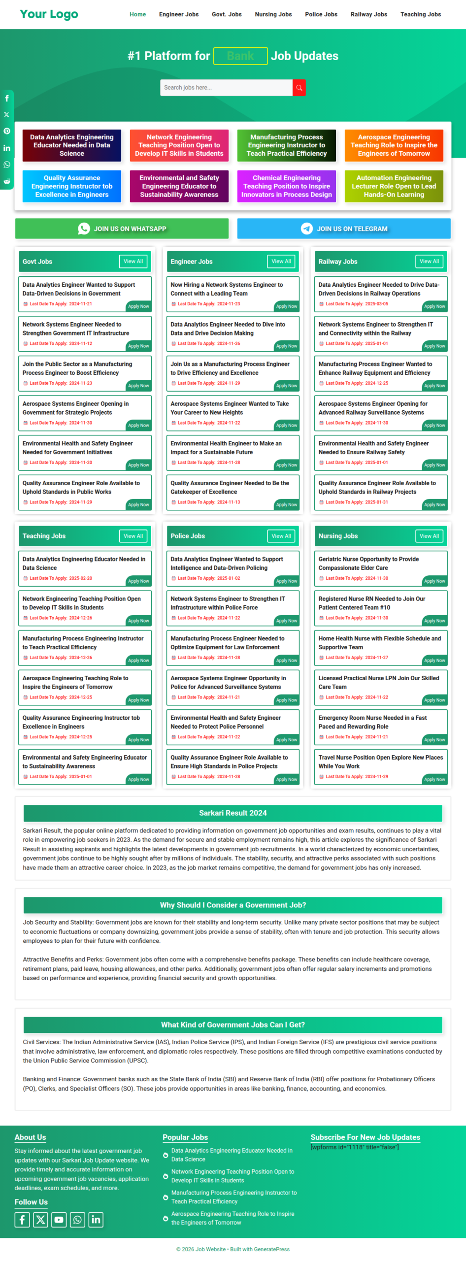 JobPortalX – AdSense Ready Job Portal Website (GeneratePress)