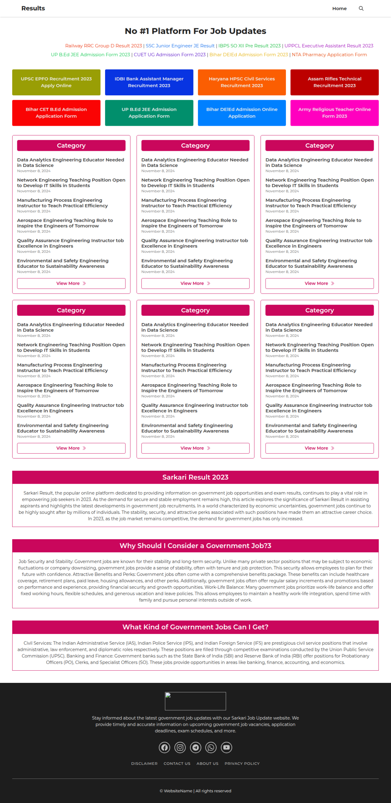 ResultJobs Pro – Results & Job Updates Template (GeneratePress