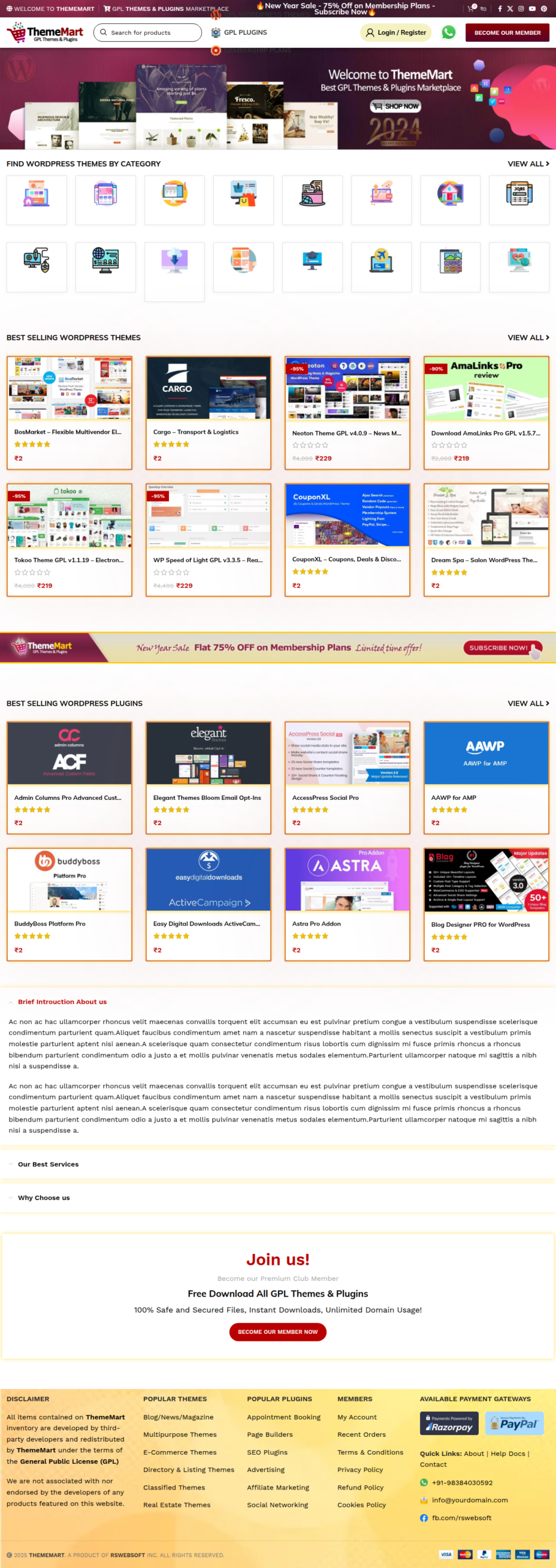 ThemeMart – GPL Themes and Plugins Selling Website